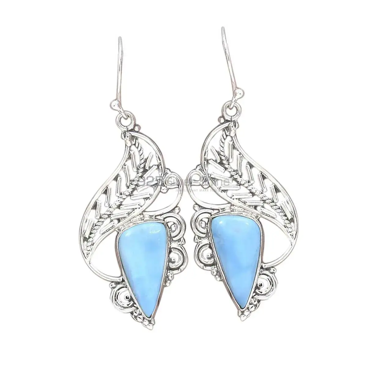 Fine 925 Sterling Silver Earrings In Genuine Opal Gemstone 925SE2972_0