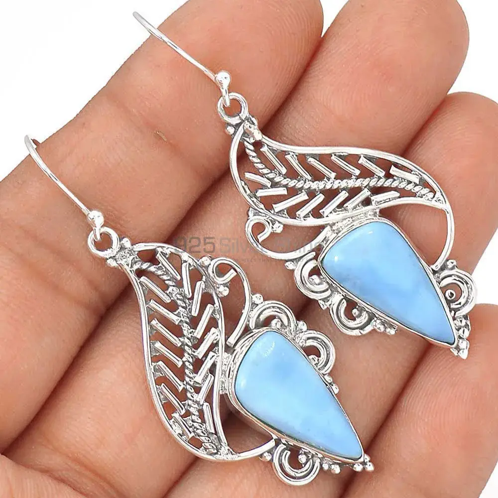 Fine 925 Sterling Silver Earrings In Genuine Opal Gemstone 925SE2972_1