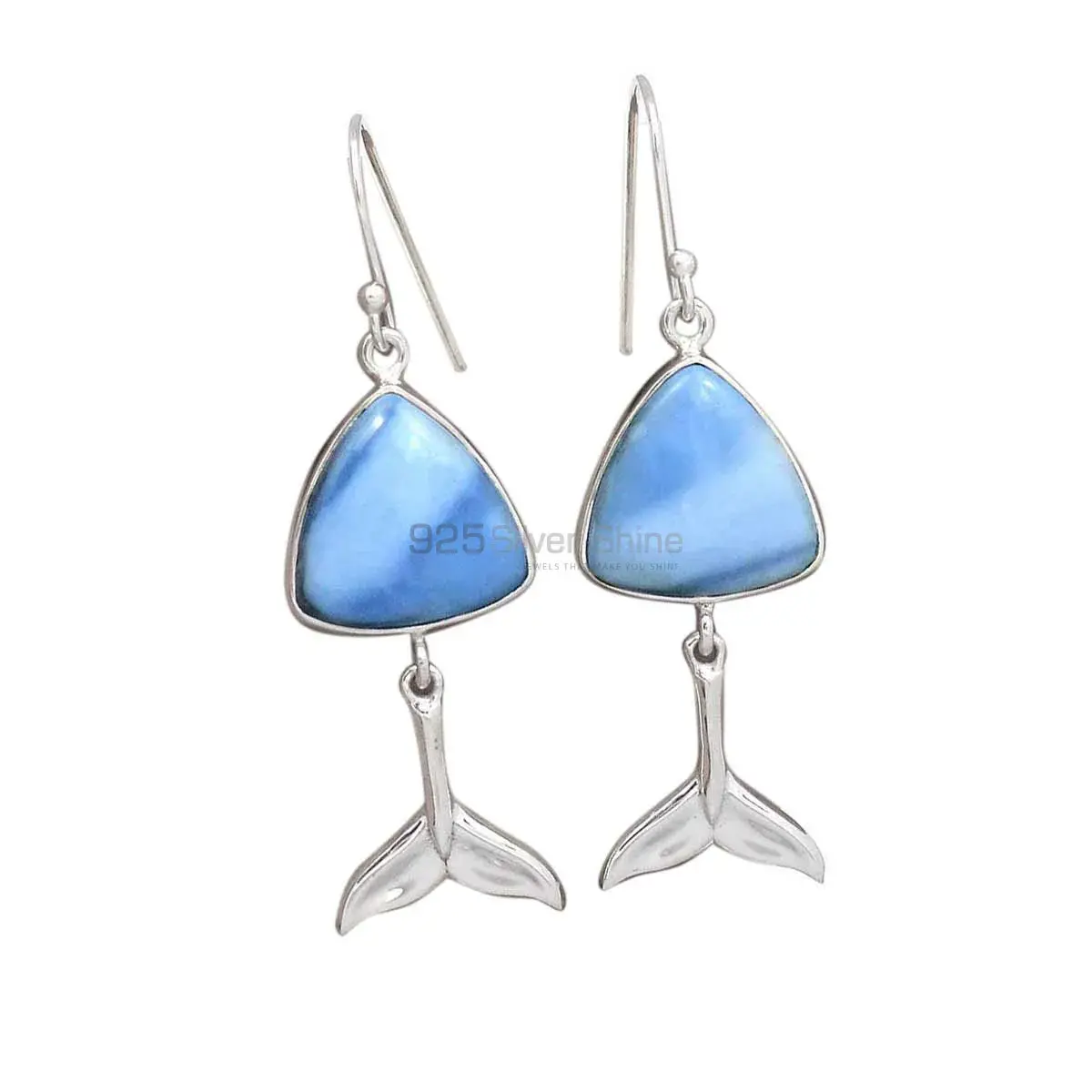 Fine 925 Sterling Silver Earrings In Natural Agate Gemstone 925SE2178_0