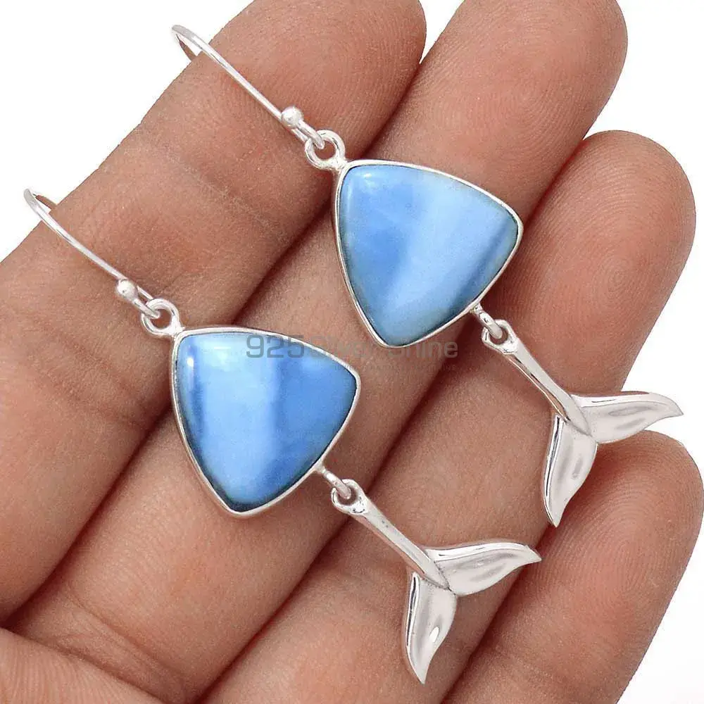 Fine 925 Sterling Silver Earrings In Natural Agate Gemstone 925SE2178_1