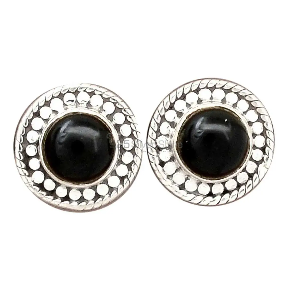 Fine 925 Sterling Silver Earrings In Natural Black Onyx Gemstone 925SE2720