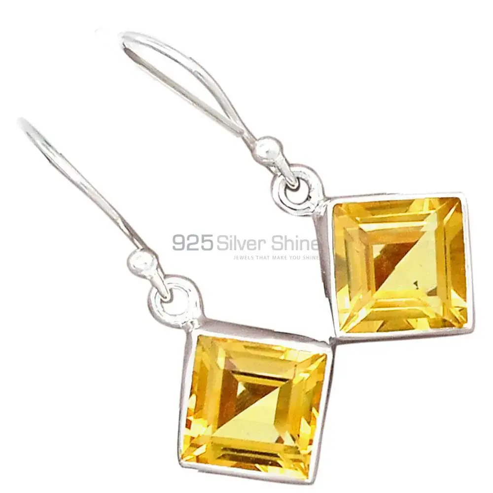 Fine 925 Sterling Silver Earrings In Natural Citrine Gemstone 925SE2754_0