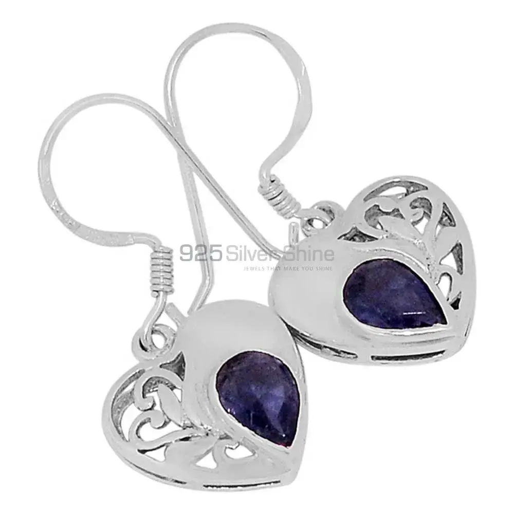Fine 925 Sterling Silver Earrings In Natural Iolite Gemstone 925SE542_0