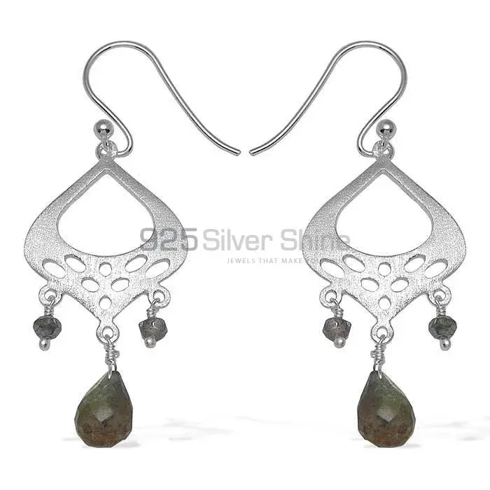 Fine 925 Sterling Silver Earrings In Natural Labradorite Gemstone 925SE779