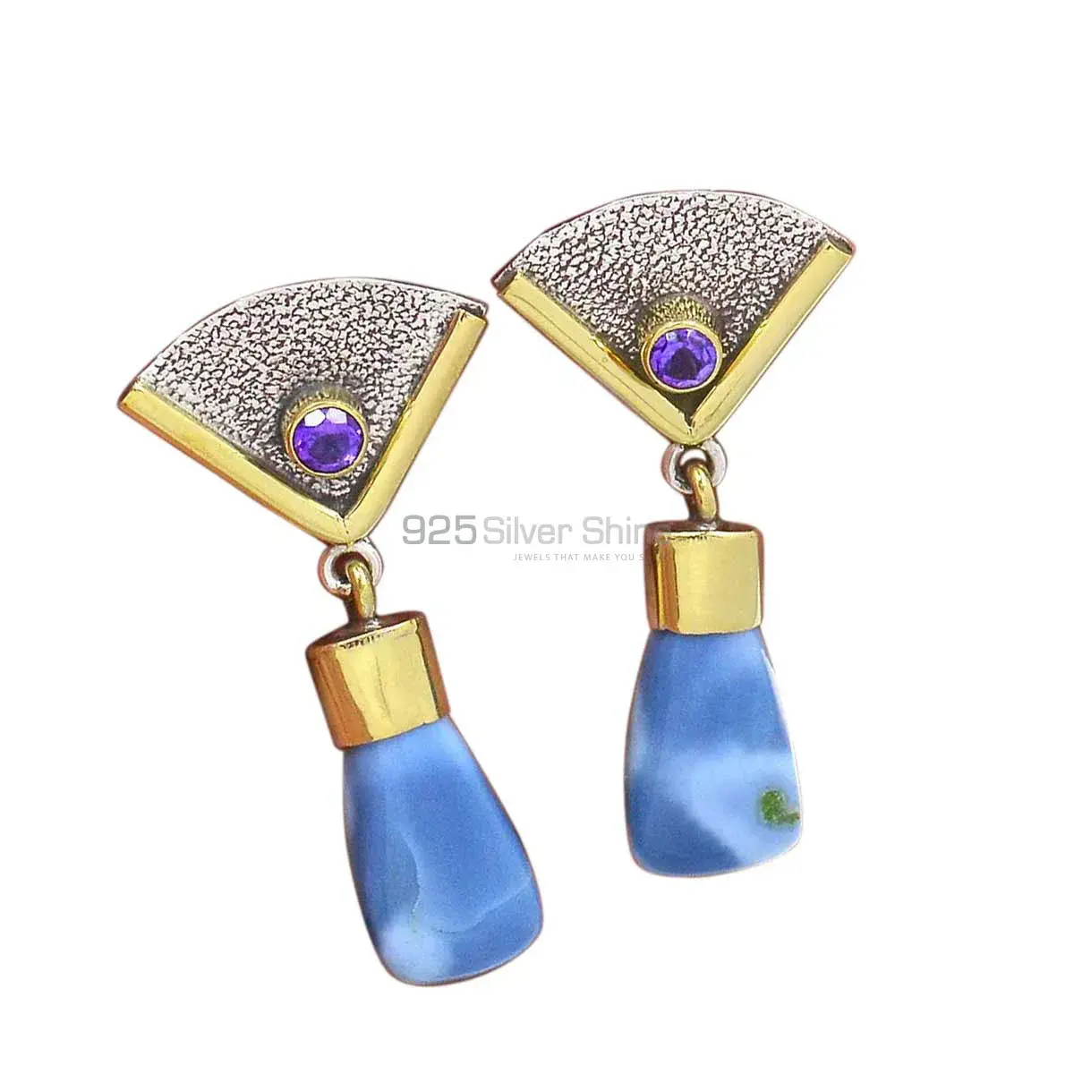Fine 925 Sterling Silver Earrings In Natural Opal Gemstone 925SE3049_0