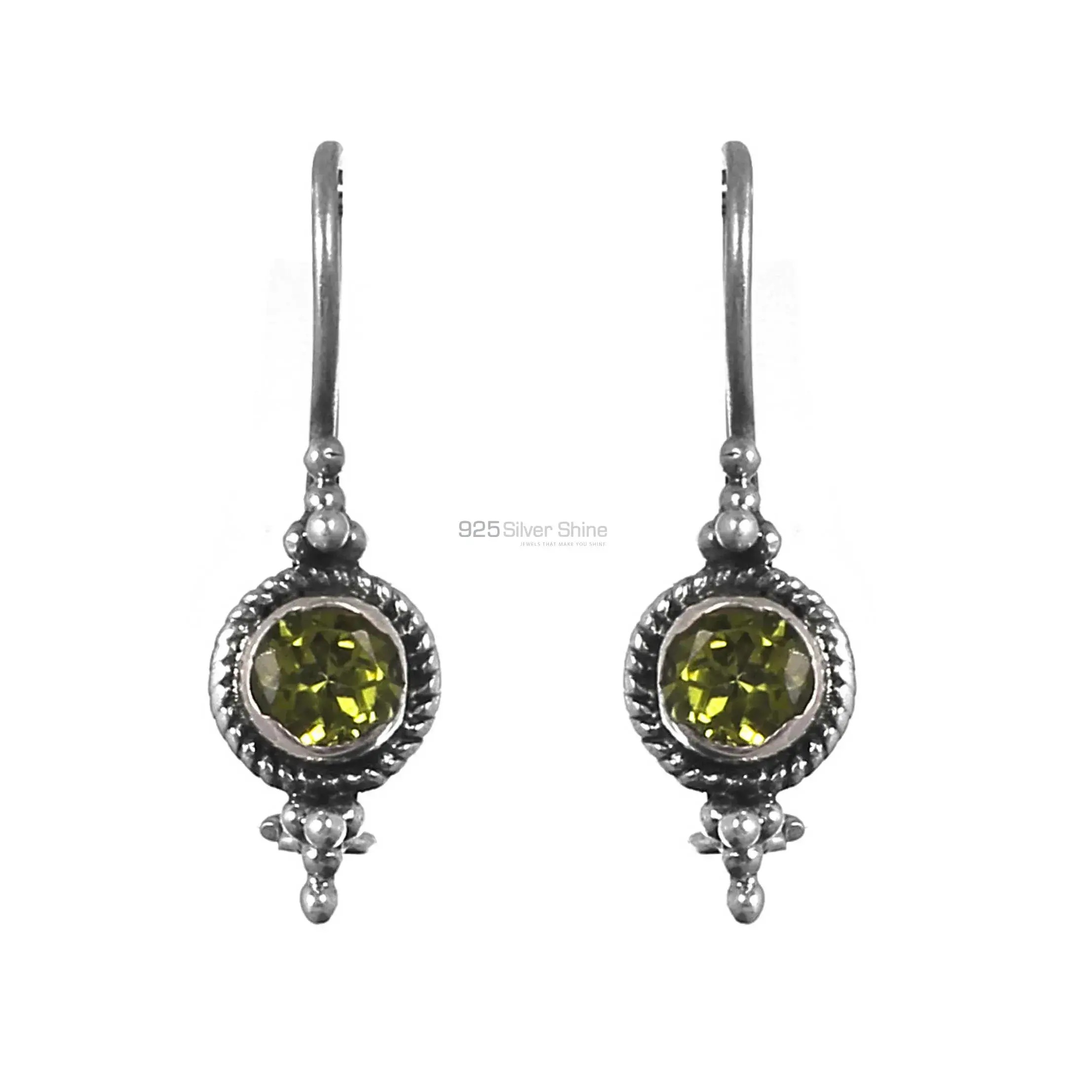 Fine 925 Sterling Silver Earrings In Natural Peridot Gemstone 925SE226_0