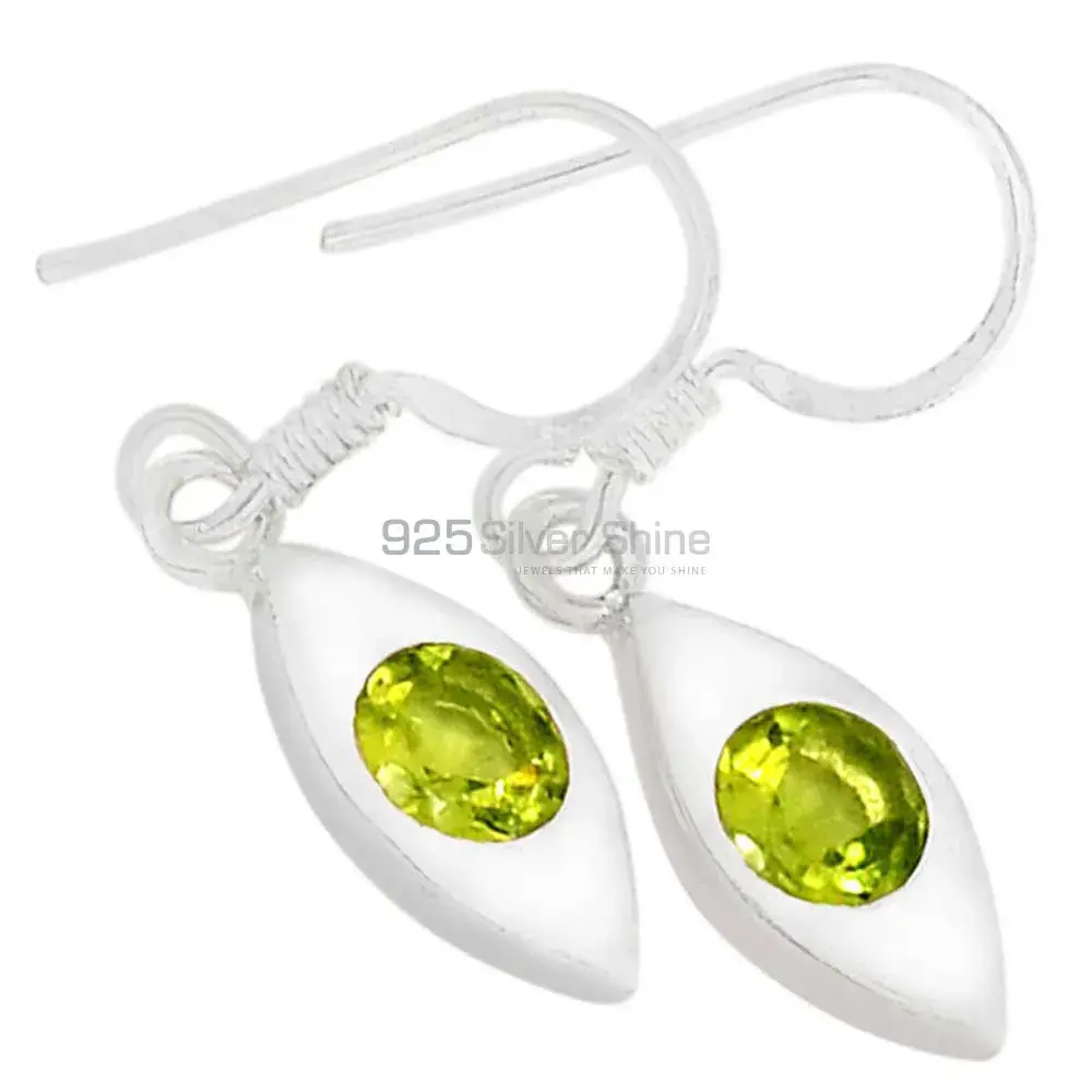 Fine 925 Sterling Silver Earrings In Natural Peridot Gemstone 925SE463