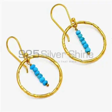 Fine 925 Sterling Silver Earrings In Natural Turquoise Gemstone 925SE1244_0