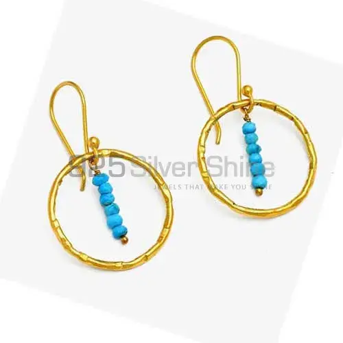 Fine 925 Sterling Silver Earrings In Natural Turquoise Gemstone 925SE1244_0