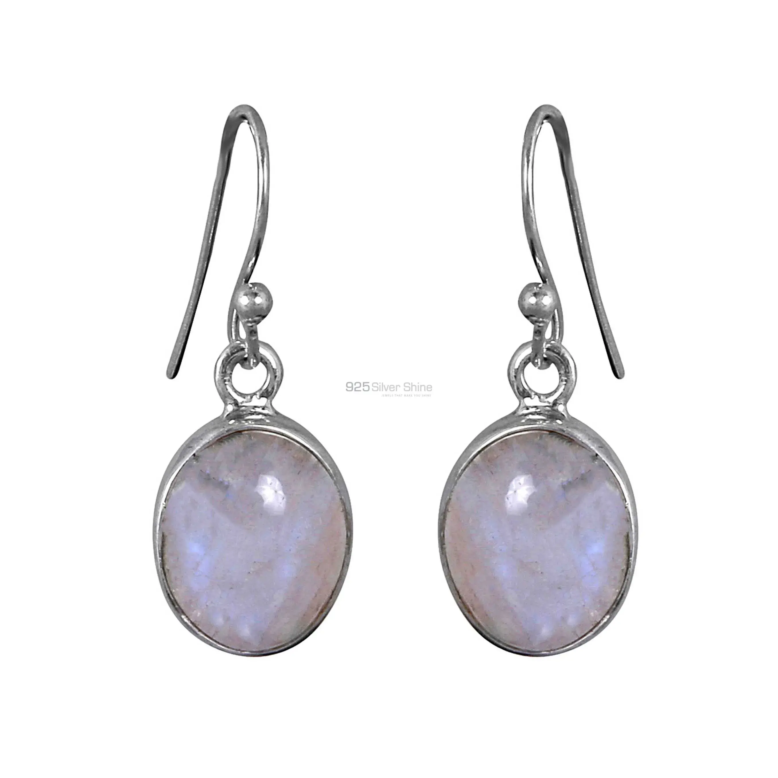 Fine 925 Sterling Silver Earrings In Rainbow Moonstone 925SE306