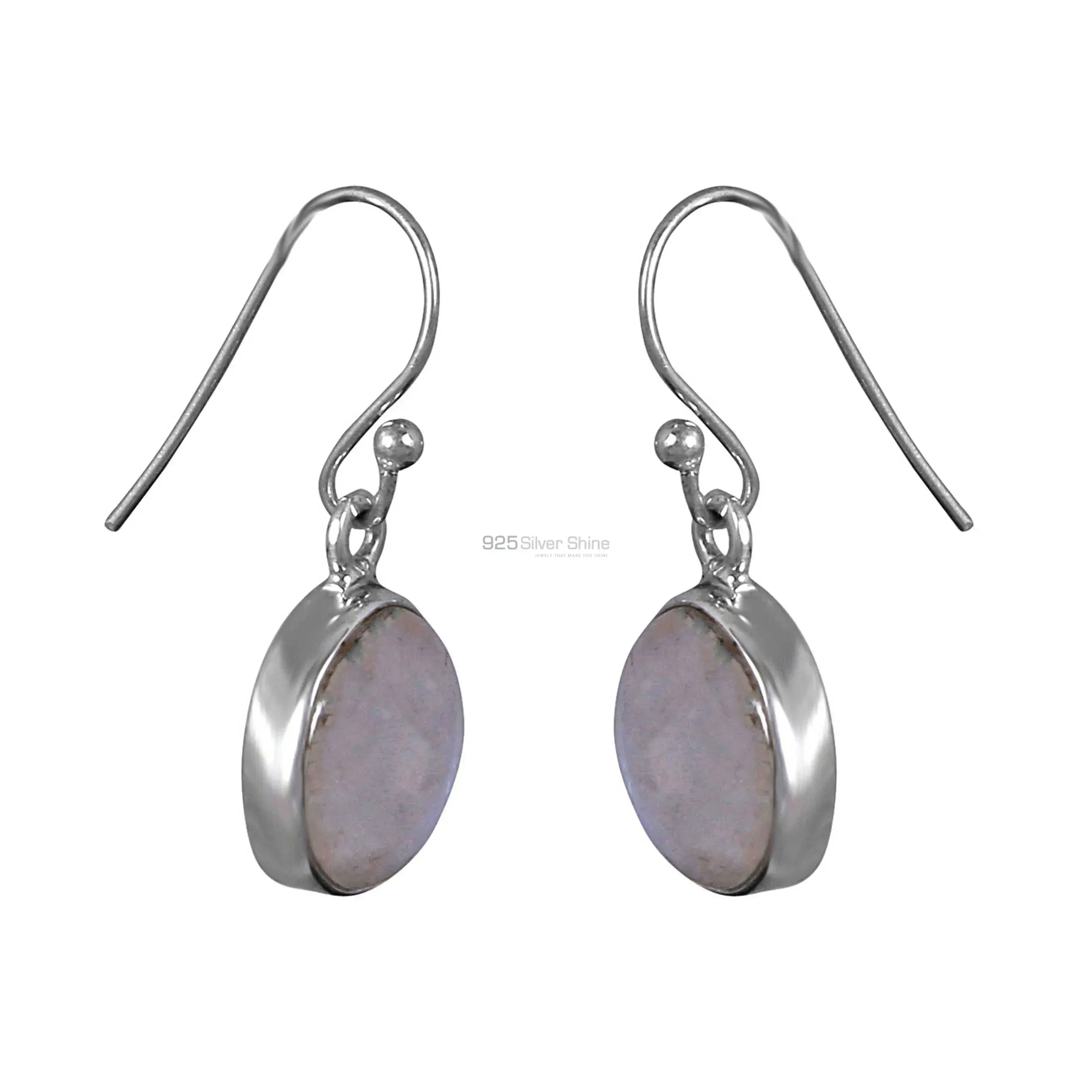 Fine 925 Sterling Silver Earrings In Rainbow Moonstone 925SE306_0