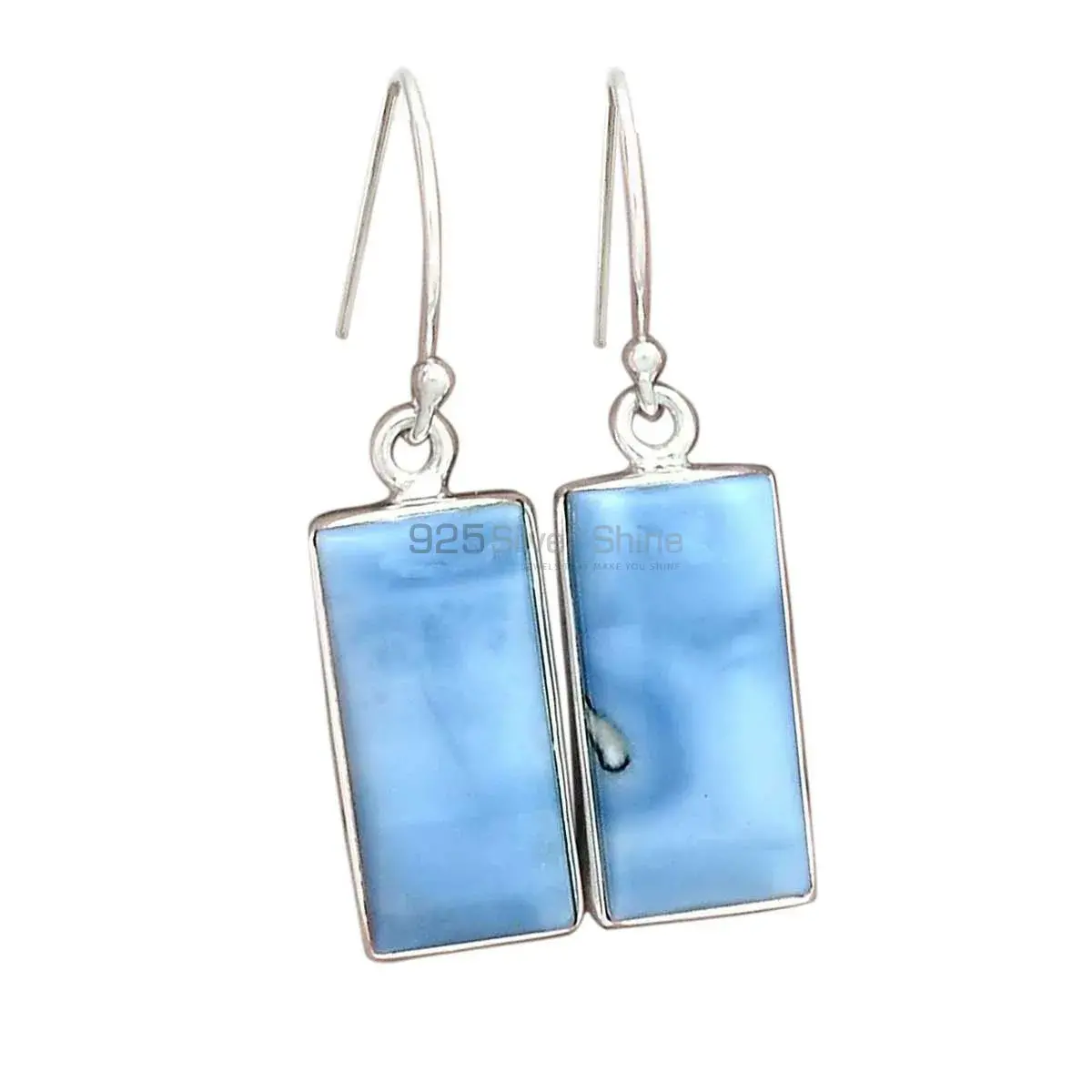 Fine 925 Sterling Silver Earrings In Semi Precious Blue Agate Gemstone 925SE2337_1