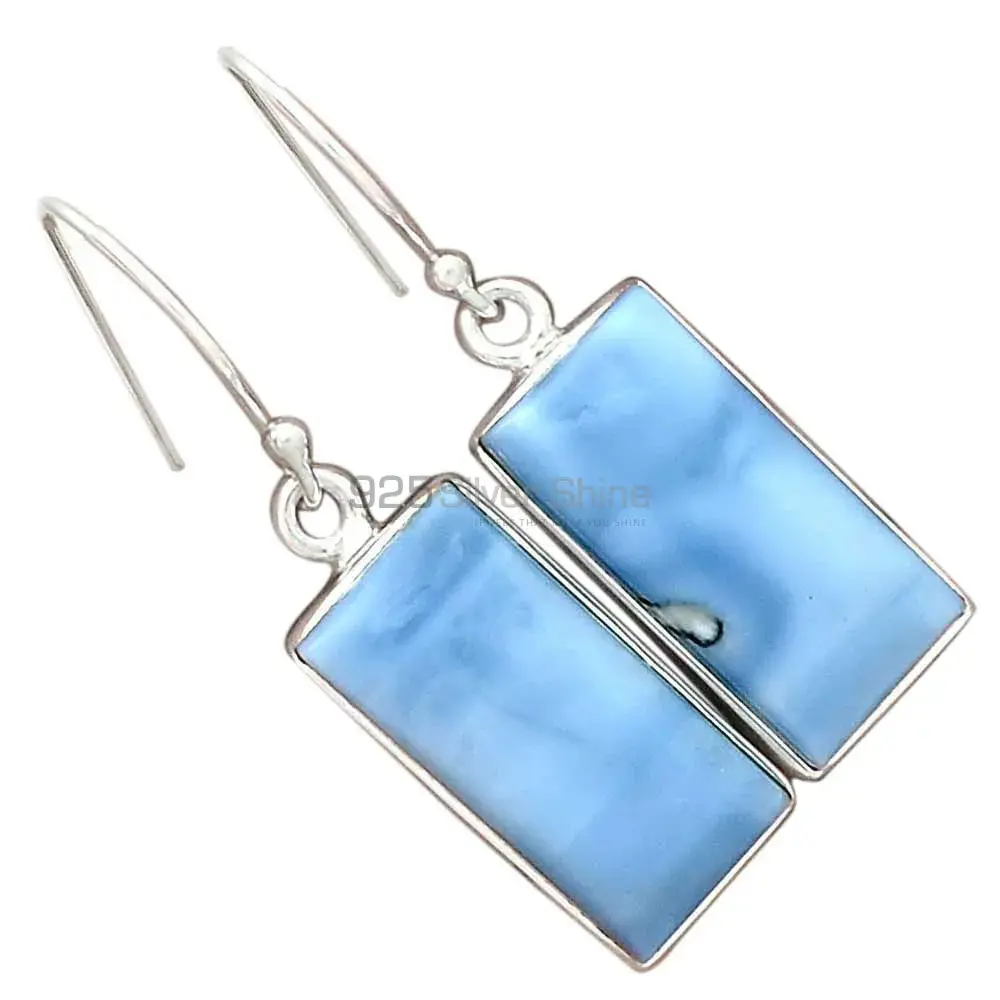 Fine 925 Sterling Silver Earrings In Semi Precious Blue Agate Gemstone 925SE2337_0