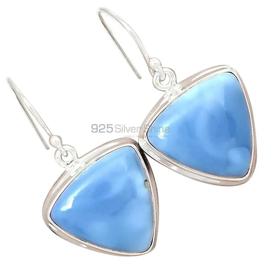 Fine 925 Sterling Silver Earrings In Semi Precious Blue Agate Gemstone 925SE2337_3