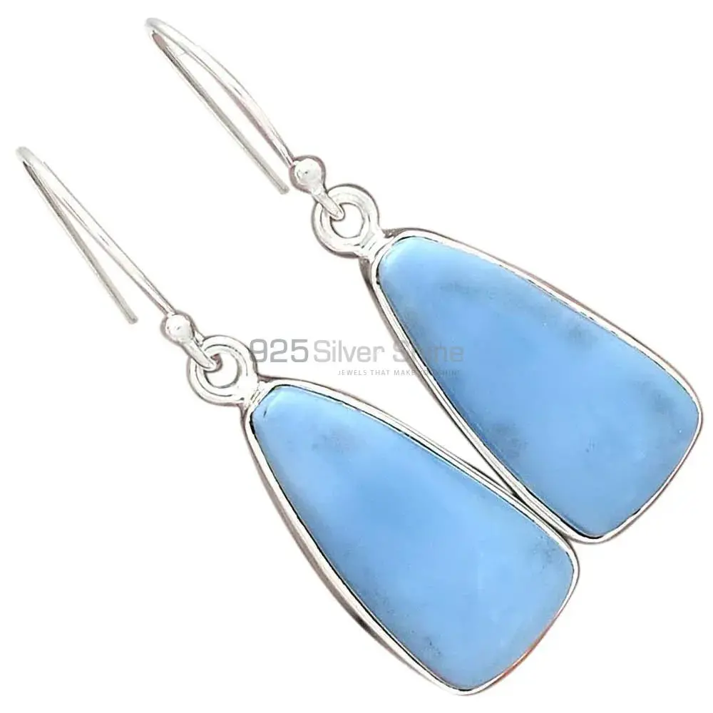 Fine 925 Sterling Silver Earrings In Semi Precious Blue Agate Gemstone 925SE2337_4