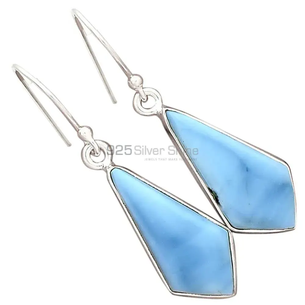 Fine 925 Sterling Silver Earrings In Semi Precious Blue Agate Gemstone 925SE2337_5