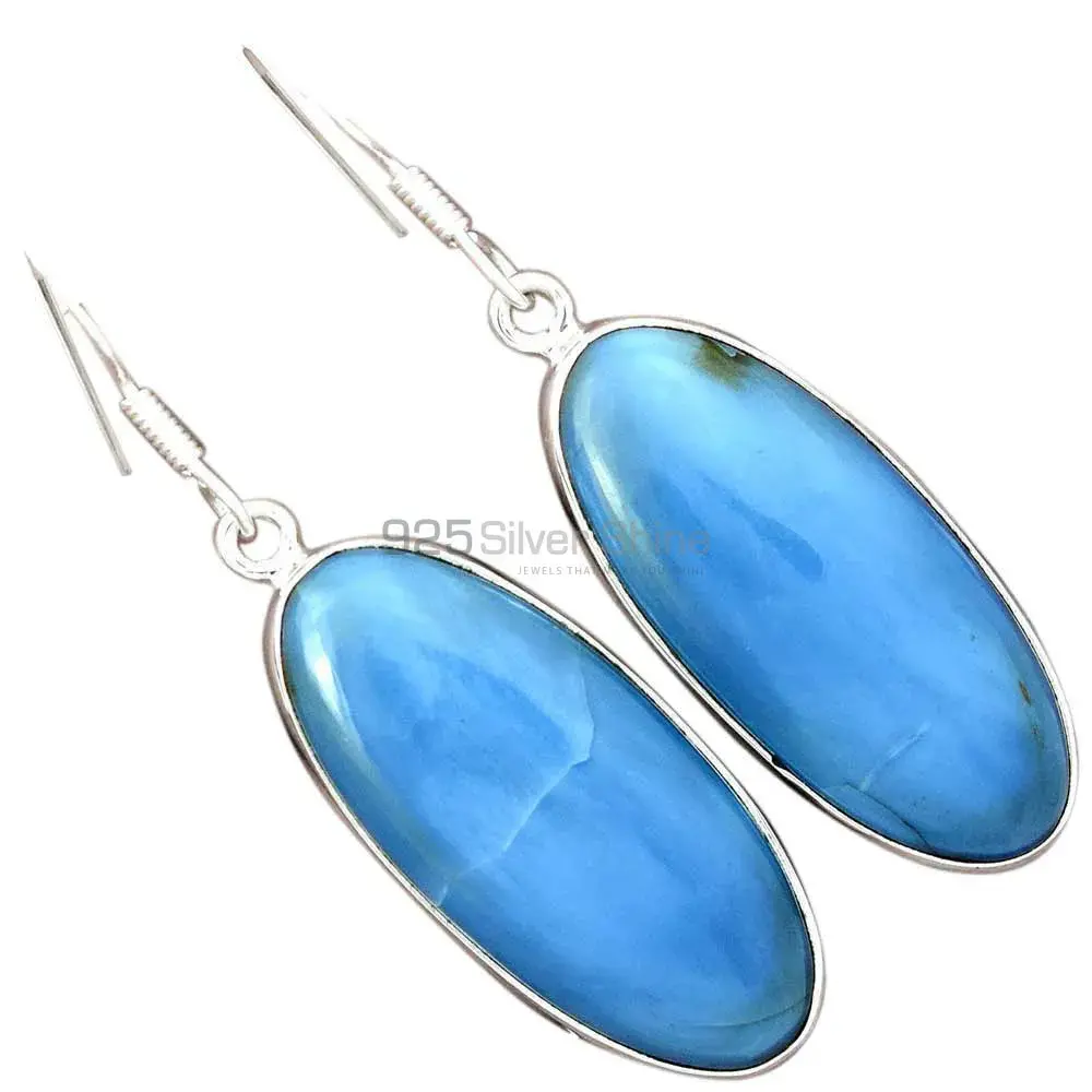 Fine 925 Sterling Silver Earrings In Semi Precious Blue Agate Gemstone 925SE2337_8