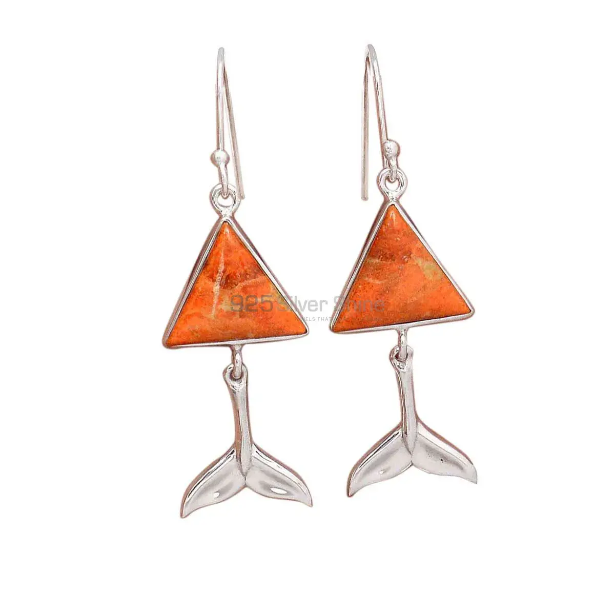 Fine 925 Sterling Silver Earrings In Semi Precious Jasper Gemstone 925SE2179_0