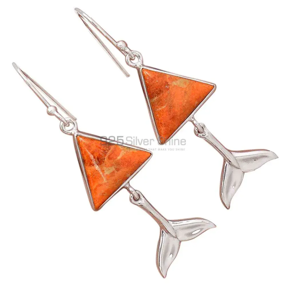 Fine 925 Sterling Silver Earrings In Semi Precious Jasper Gemstone 925SE2179_2