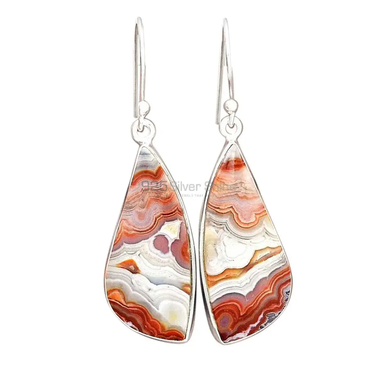 Fine 925 Sterling Silver Earrings In Semi Precious Mexican Laguna Lace Gemstone 925SE2258_0