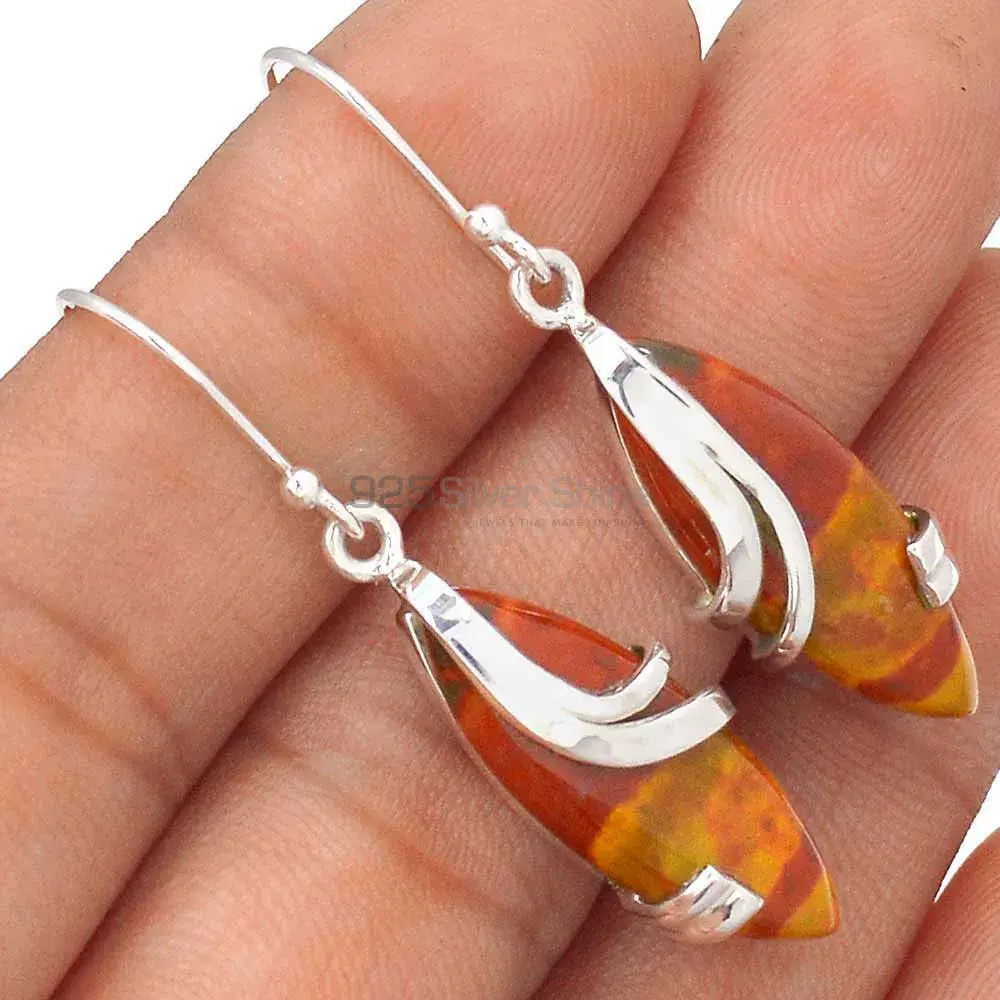 Fine 925 Sterling Silver Earrings In Semi Precious Mookaite Jasper Gemstone 925SE2100_1
