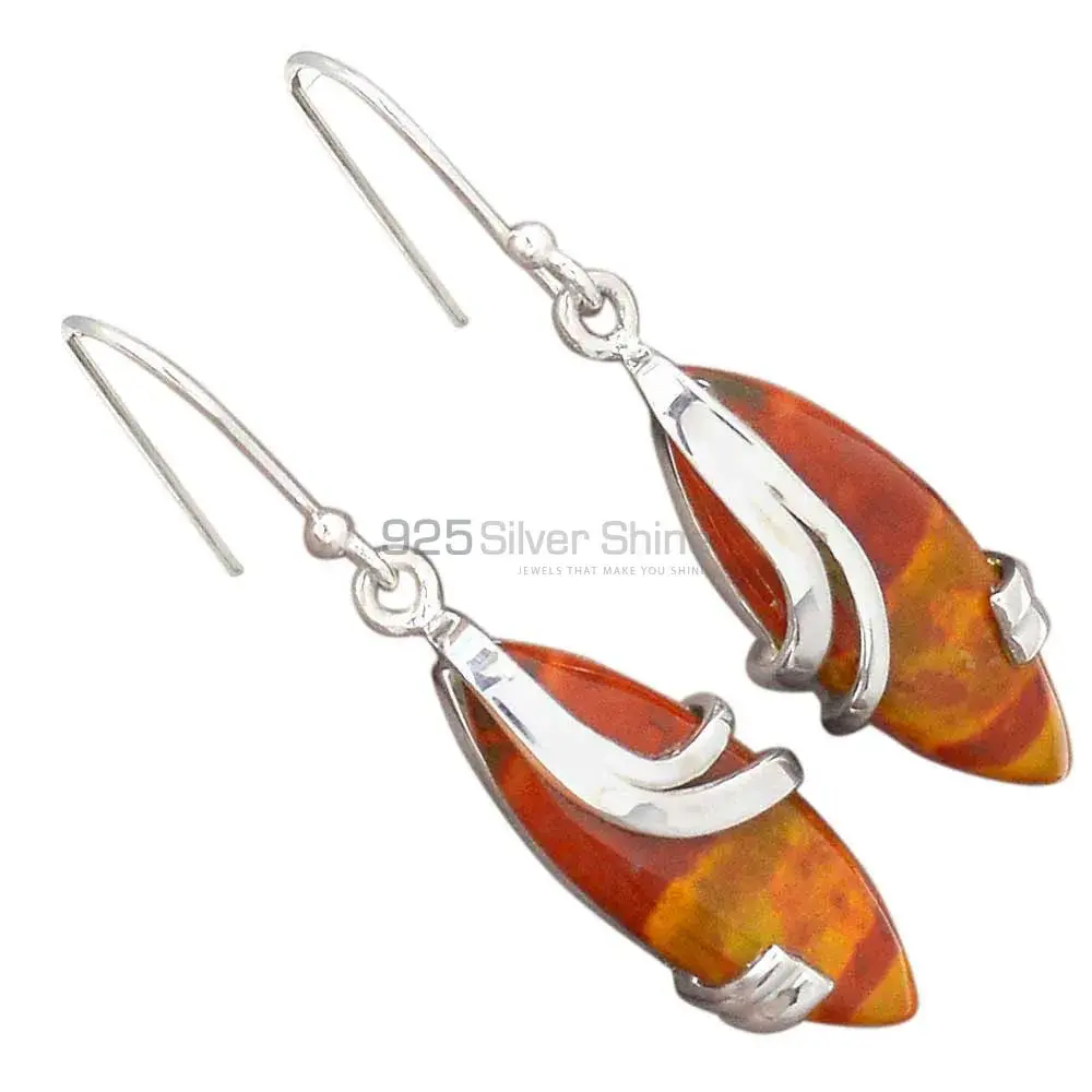 Fine 925 Sterling Silver Earrings In Semi Precious Mookaite Jasper Gemstone 925SE2100_1