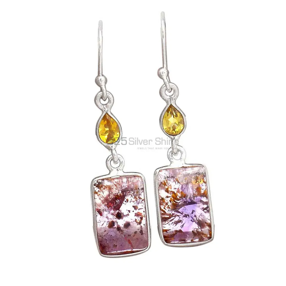 Fine 925 Sterling Silver Earrings In Semi Precious Multi Gemstone 925SE2495