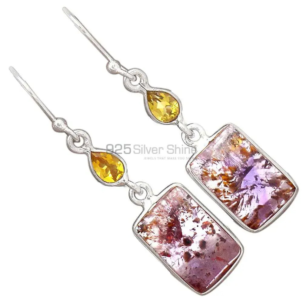 Fine 925 Sterling Silver Earrings In Semi Precious Multi Gemstone 925SE2495_1
