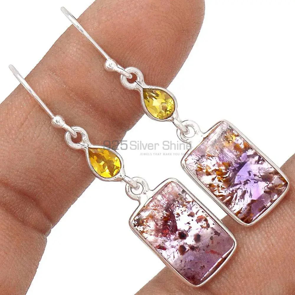 Fine 925 Sterling Silver Earrings In Semi Precious Multi Gemstone 925SE2495_1