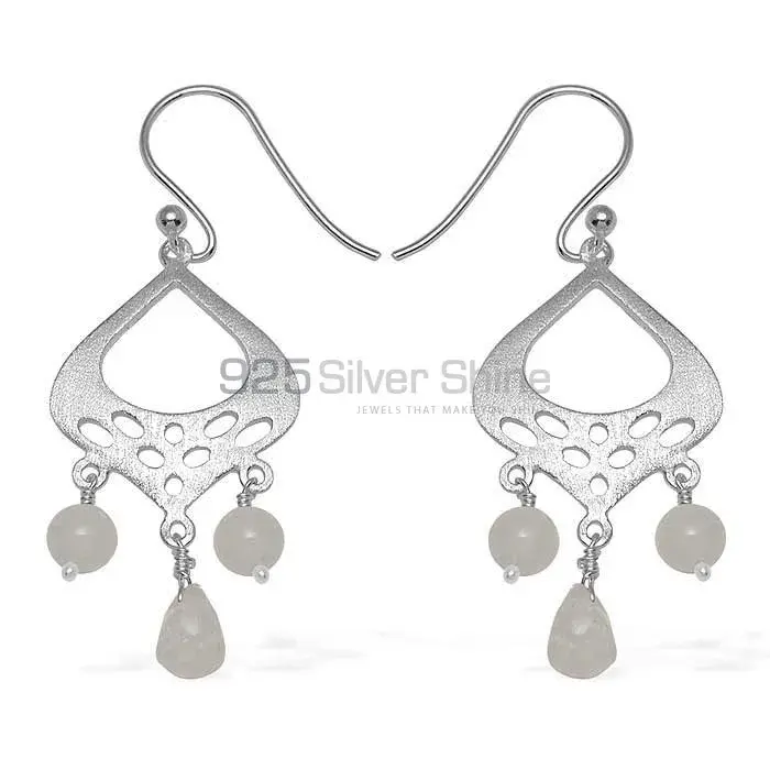 Fine 925 Sterling Silver Earrings In Semi Precious Rainbow Moonstone 925SE780_0