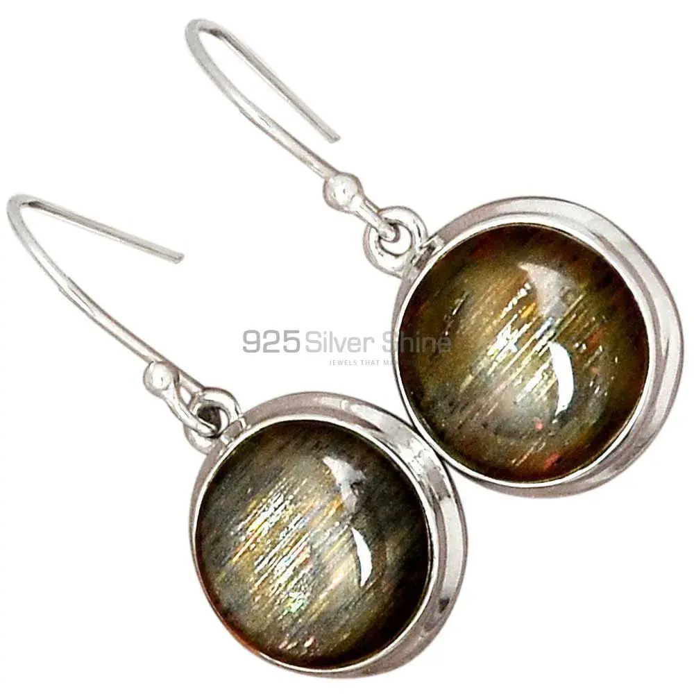 Fine 925 Sterling Silver Earrings In Semi Precious Silver Sheen Gemstone 925SE2813_0