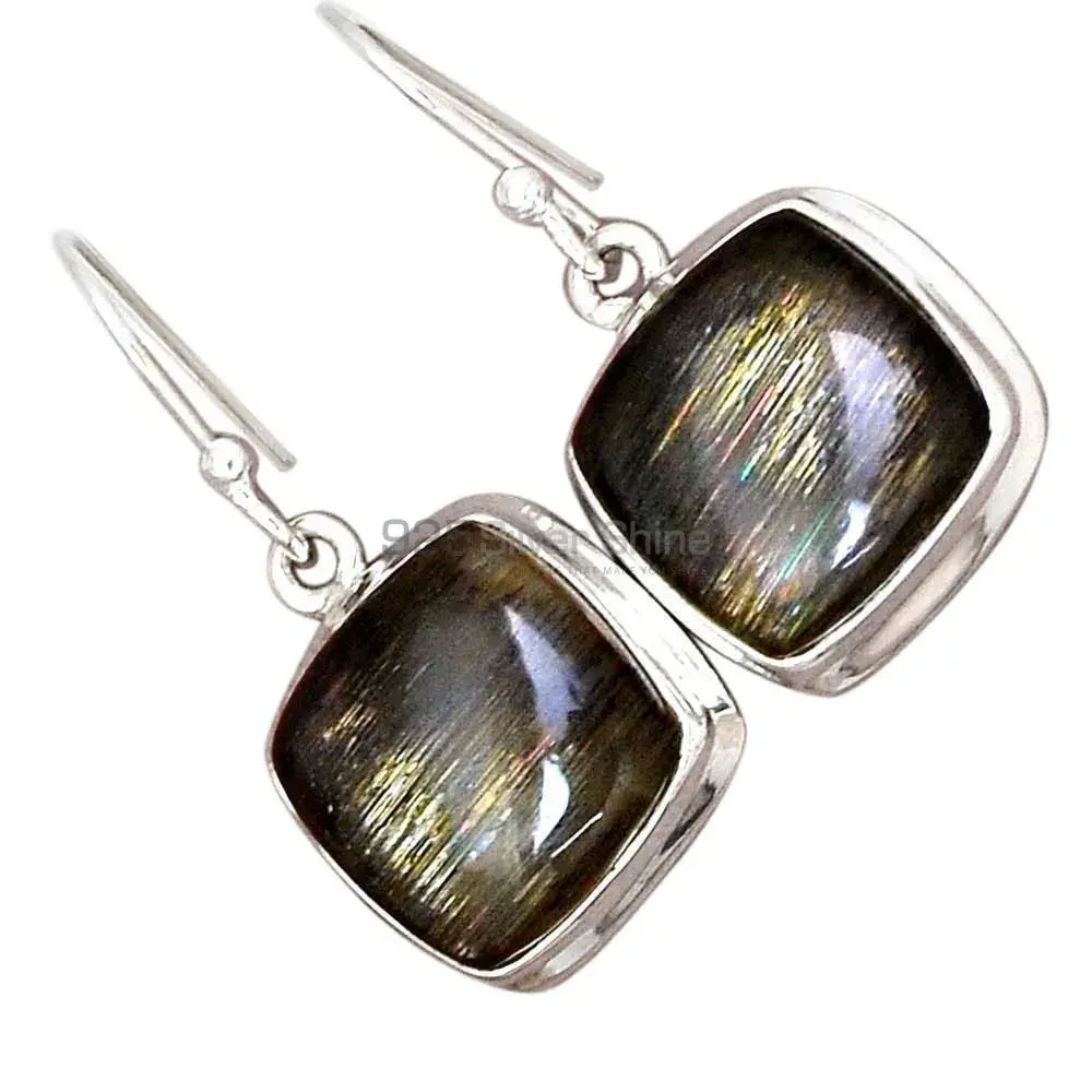 Fine 925 Sterling Silver Earrings In Semi Precious Silver Sheen Gemstone 925SE2813_10