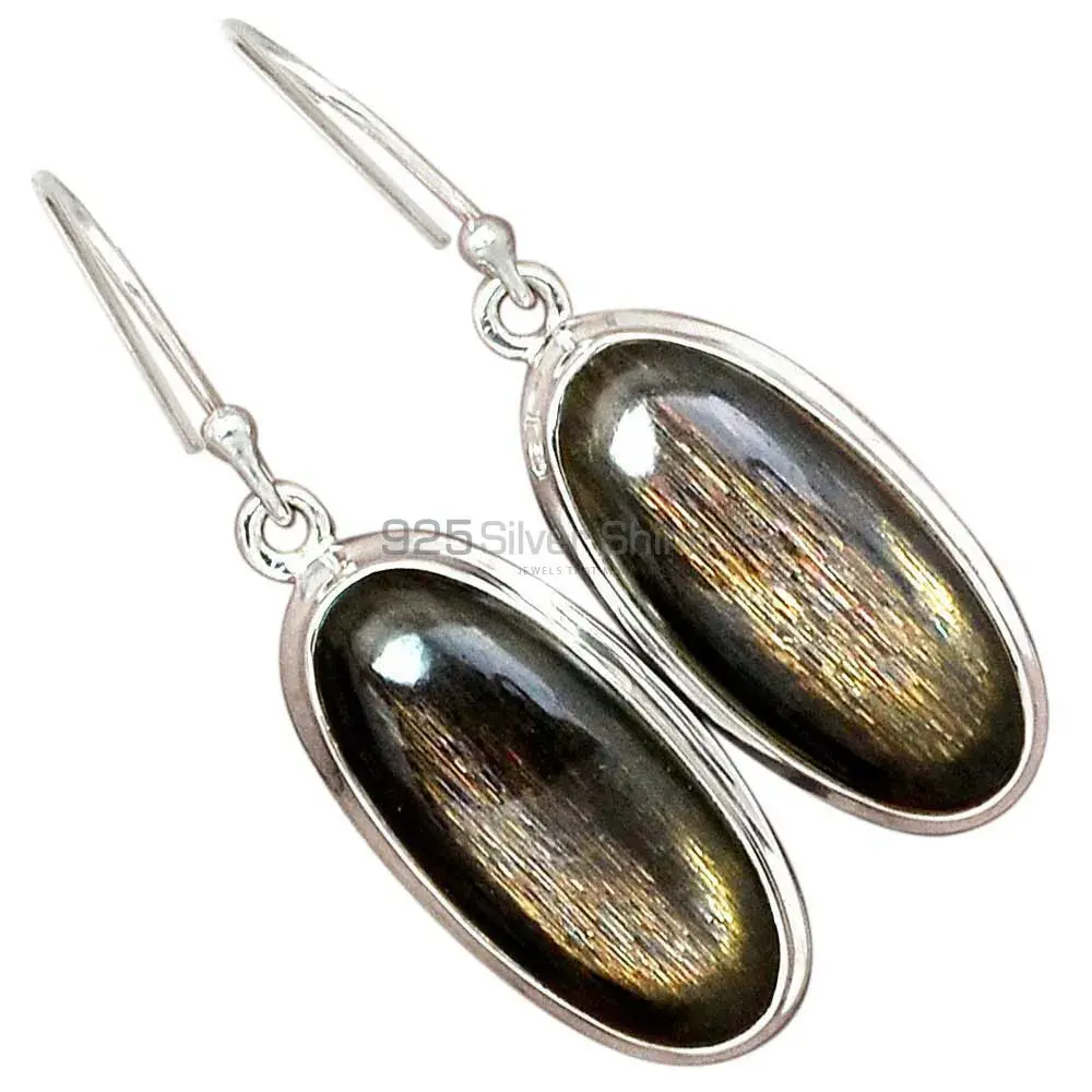 Fine 925 Sterling Silver Earrings In Semi Precious Silver Sheen Gemstone 925SE2813_11