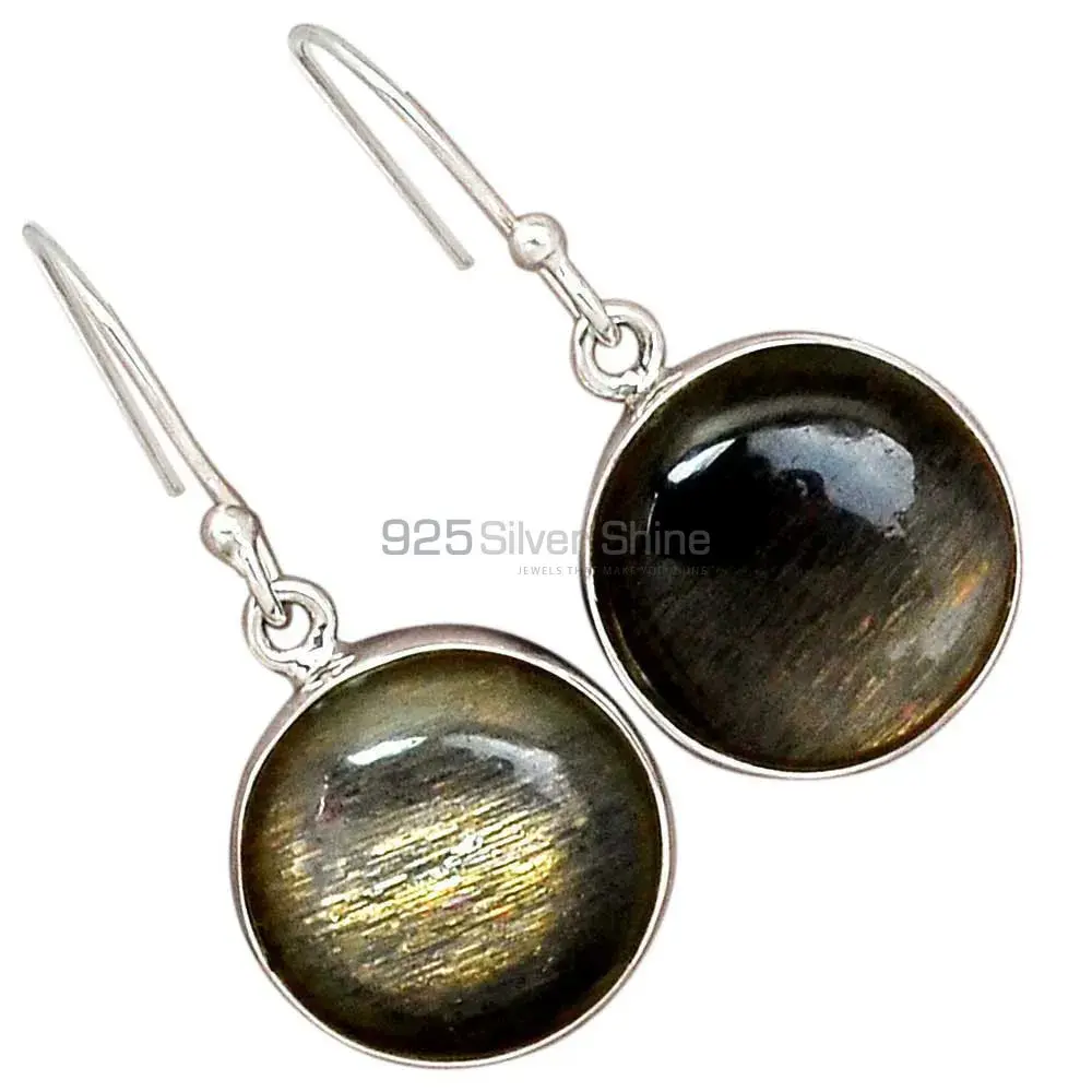 Fine 925 Sterling Silver Earrings In Semi Precious Silver Sheen Gemstone 925SE2813_13