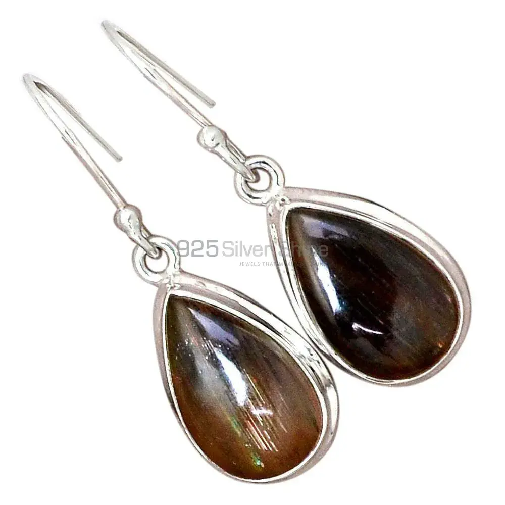 Fine 925 Sterling Silver Earrings In Semi Precious Silver Sheen Gemstone 925SE2813_4