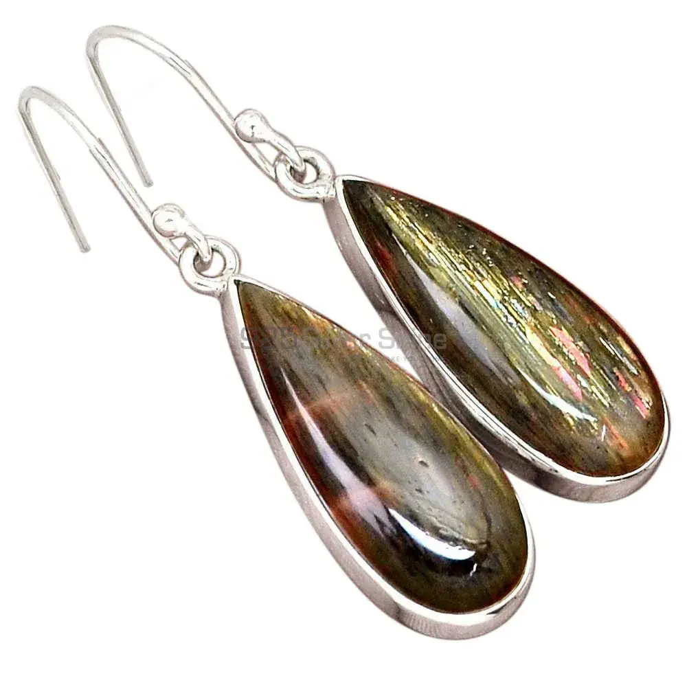 Fine 925 Sterling Silver Earrings In Semi Precious Silver Sheen Gemstone 925SE2813_6