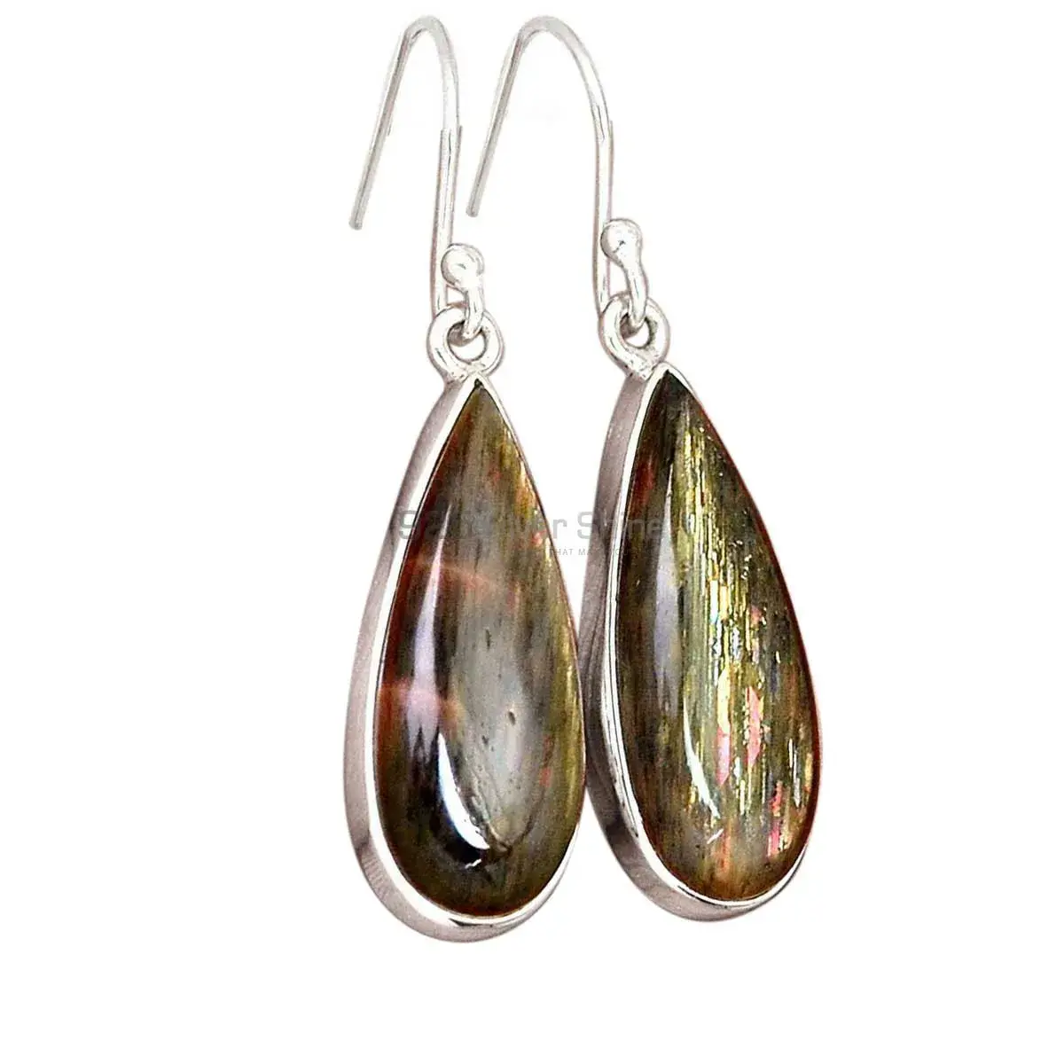 Fine 925 Sterling Silver Earrings In Semi Precious Silver Sheen Gemstone 925SE2813_7