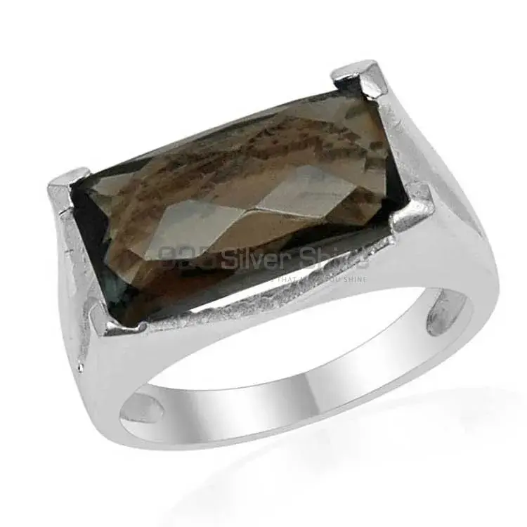 Fine 925 Sterling Silver Rings In Genuine Smoky Quartz Gemstone 925SR1526_1