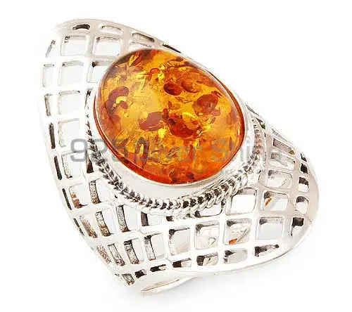 Fine 925 Sterling Silver Rings In Natural Amber Gemstone 925SR2785