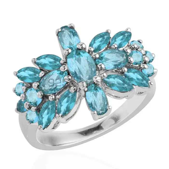 Fine 925 Sterling Silver Rings In Natural Blue Topaz Gemstone 925SR1761