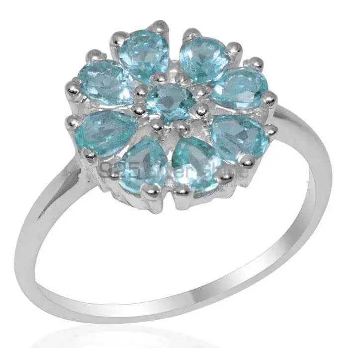 Fine 925 Sterling Silver Rings In Natural Blue Topaz Gemstone 925SR2065