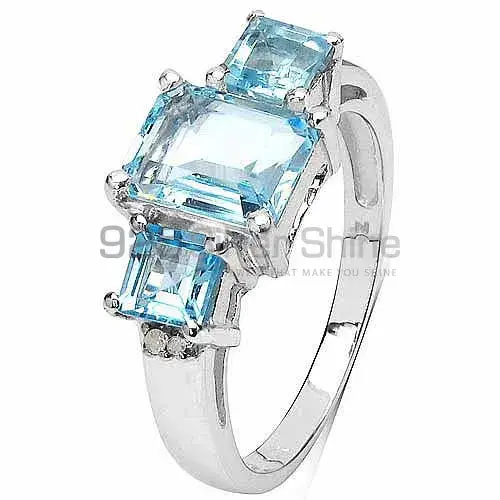Fine 925 Sterling Silver Rings In Natural Blue Topaz Gemstone 925SR3180