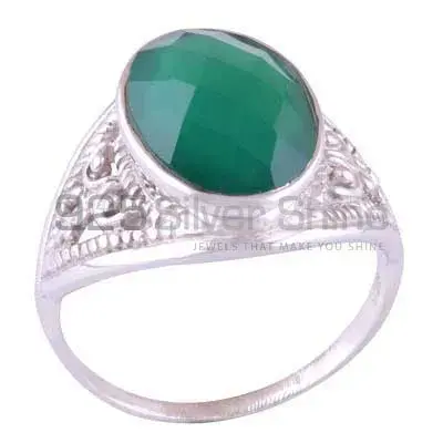 Fine 925 Sterling Silver Rings In Natural Green Onyx Gemstone 925SR3590