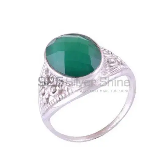 Fine 925 Sterling Silver Rings In Natural Green Onyx Gemstone 925SR3590_0
