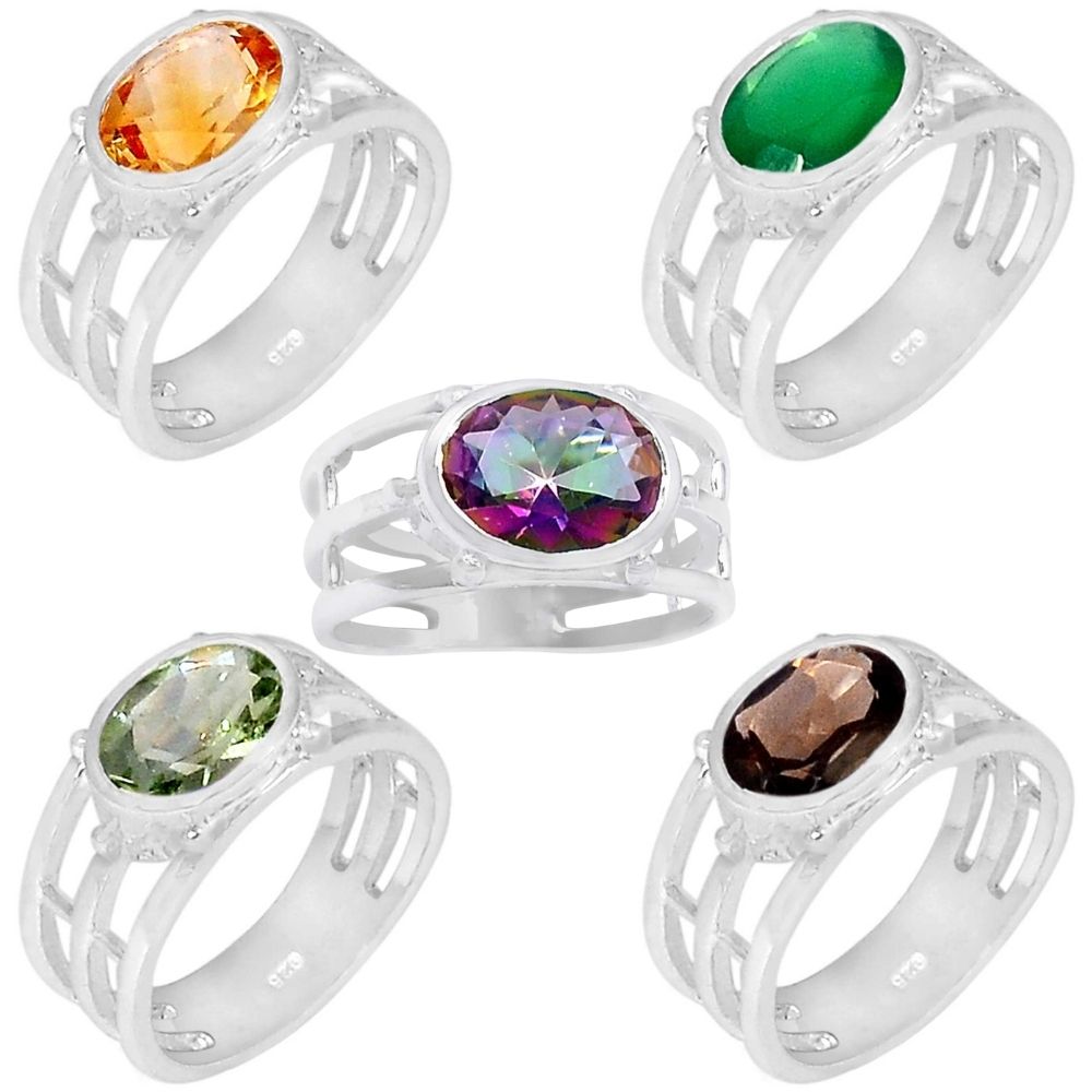 Fine 925 Sterling Silver Rings In Natural Mystic Topaz Gemstone 925SR920_2
