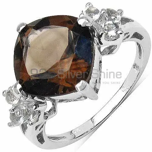 Fine 925 Sterling Silver Rings In Natural Smoky Quartz Gemstone 925SR3195