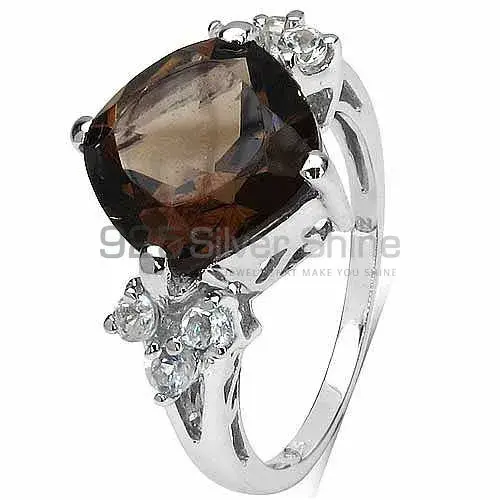 Fine 925 Sterling Silver Rings In Natural Smoky Quartz Gemstone 925SR3195_1