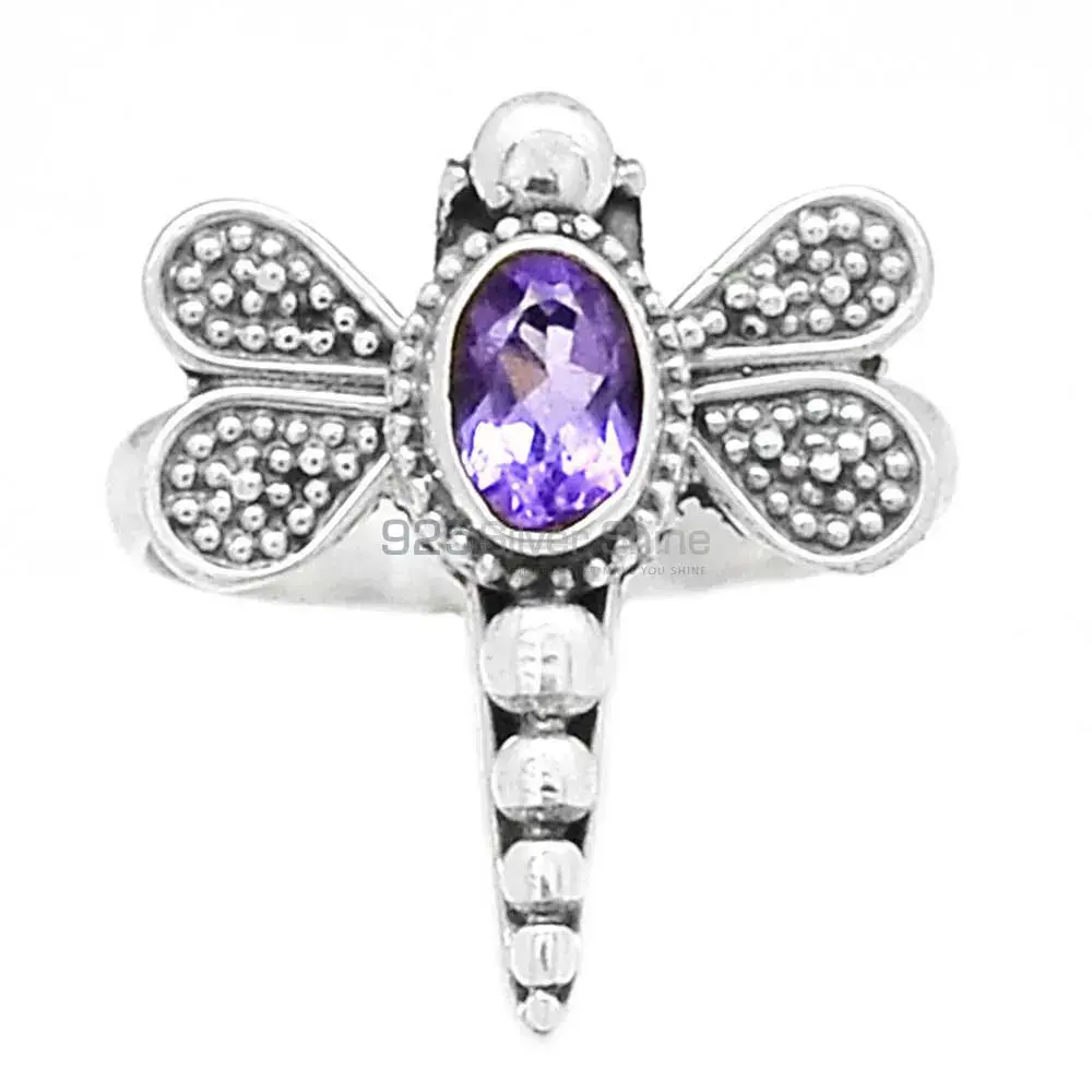 Butterfly Design Sterling Silver Amethyst Rings 925SR2367_0