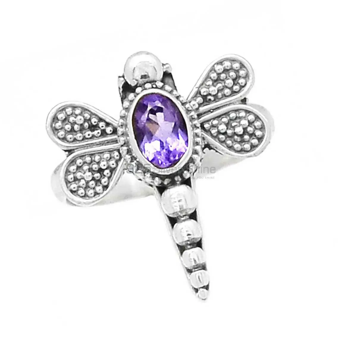 Butterfly Design Sterling Silver Amethyst Rings 925SR2367_1