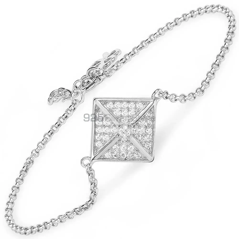 Fine Sterling Silver Bracelets In CZ Gemstone Jewelry 925SB152